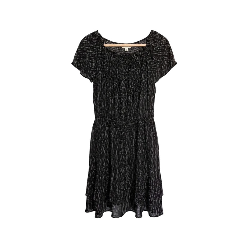 NWT Sugar Magnolia Dress‎ XL Black Galaxy Print Smocked Waist Flutter Sleeve